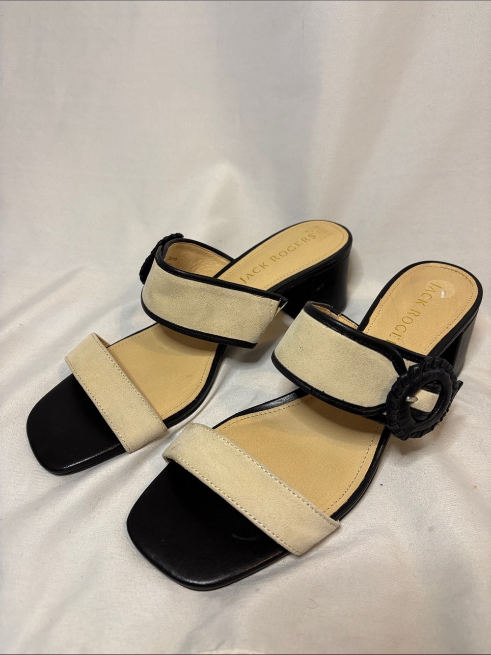 Jack Rogers Callie Buckle Slide SandaL Block Heel Size 10